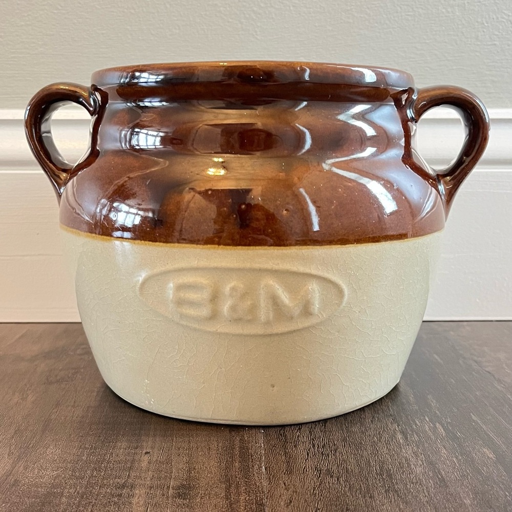 Vintage Stoneware Pottery B&M Crock Pot